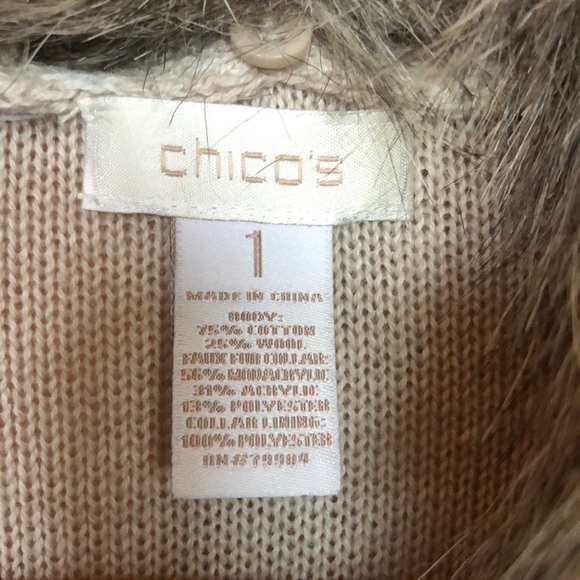 Chico’s long cardigan with removable faux fur collar. Size 1. - Picture 3 of 10
